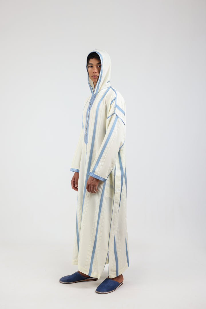 Djellaba Sousdi Royal White Blue Side