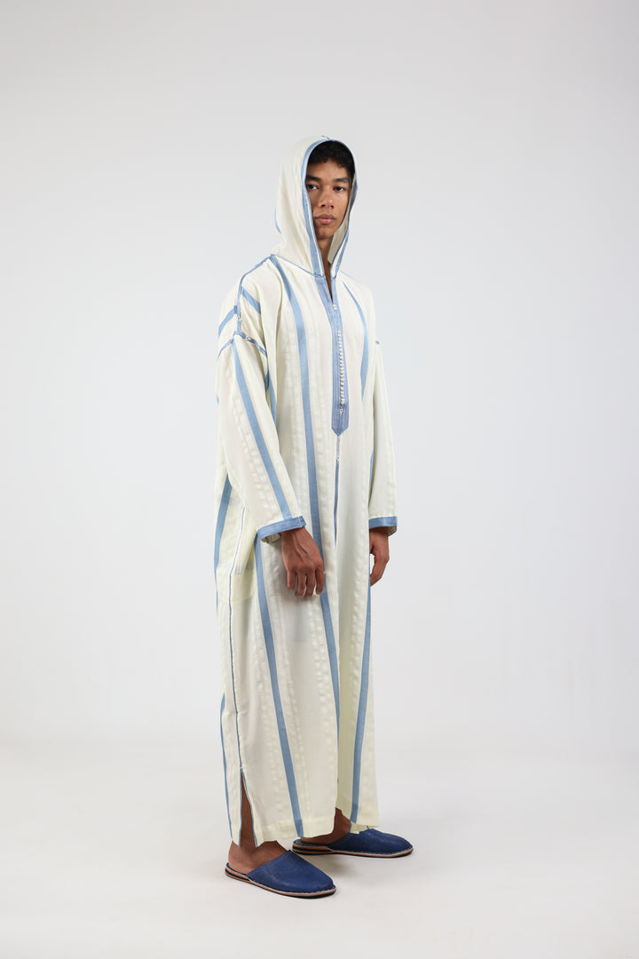 Djellaba Sousdi Royal White Blue Side