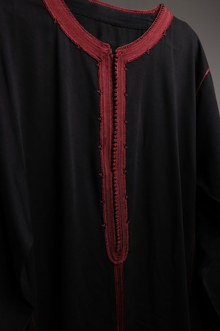 Caftan Men Fes Classic Black Burgundy